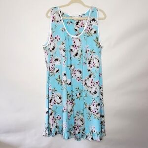 Miss Elaine Floral Night Gown Size XL Lightweight Sleeveless Rayon Sleep Dress